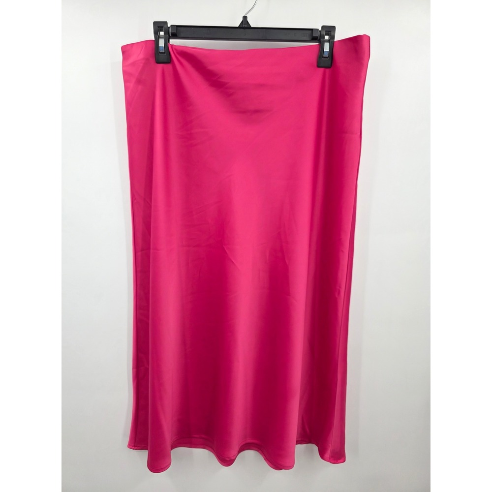 Rachel Zoe Womens Pink Midi Skirt Solid Magenta Stretch Career Evening Size 12